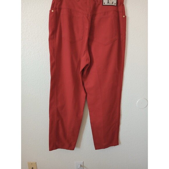 Escada Womens Denim Red Pants Size 44 /12 USA Straight Leg High Rise Luxury - Picture 3 of 16